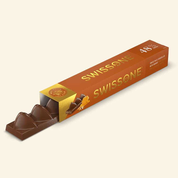 Swissone Milk Chocolate with Nougat 48%, 100g - 0