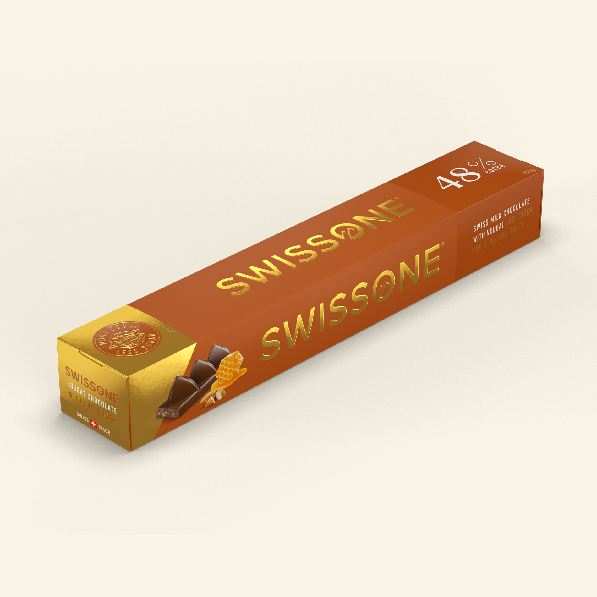 Swissone Milk Chocolate with Nougat 48%, 100g