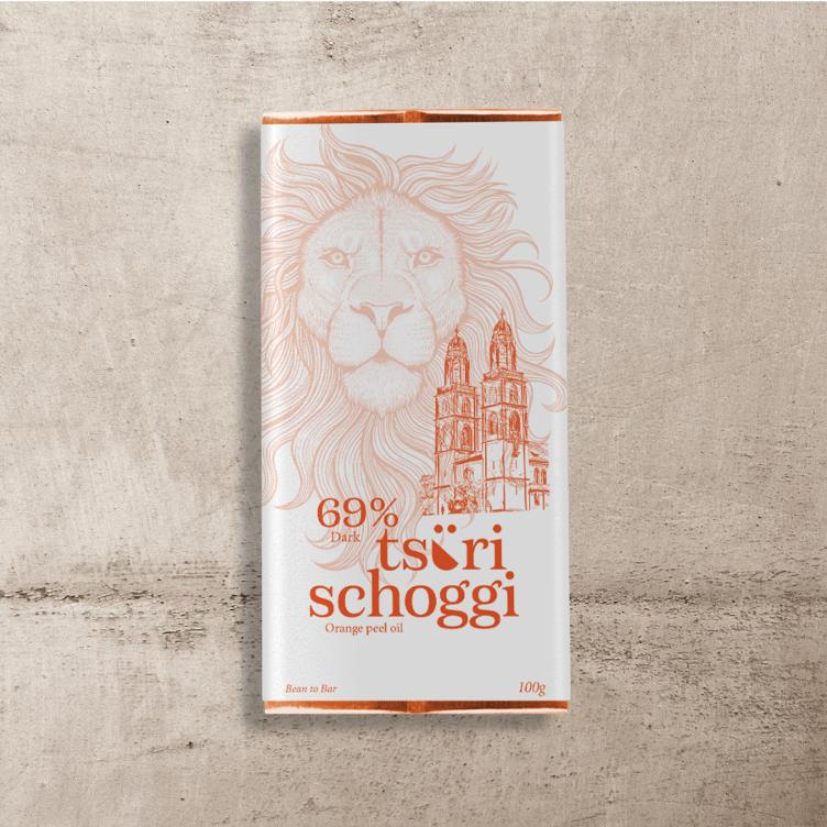 Tsüri Schoggi Orange Peel Oil 69%, 100g